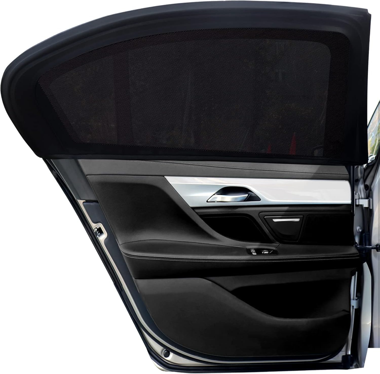 QIZUN 4 Pcs Car Side Window Sun Shade for Hyundai Kona Hybrid SX2 2024 2025, Stretchable Breathable Spandex Rear Breathable Privacy Shade, Effectively Blocks UV Rays and Mosquito