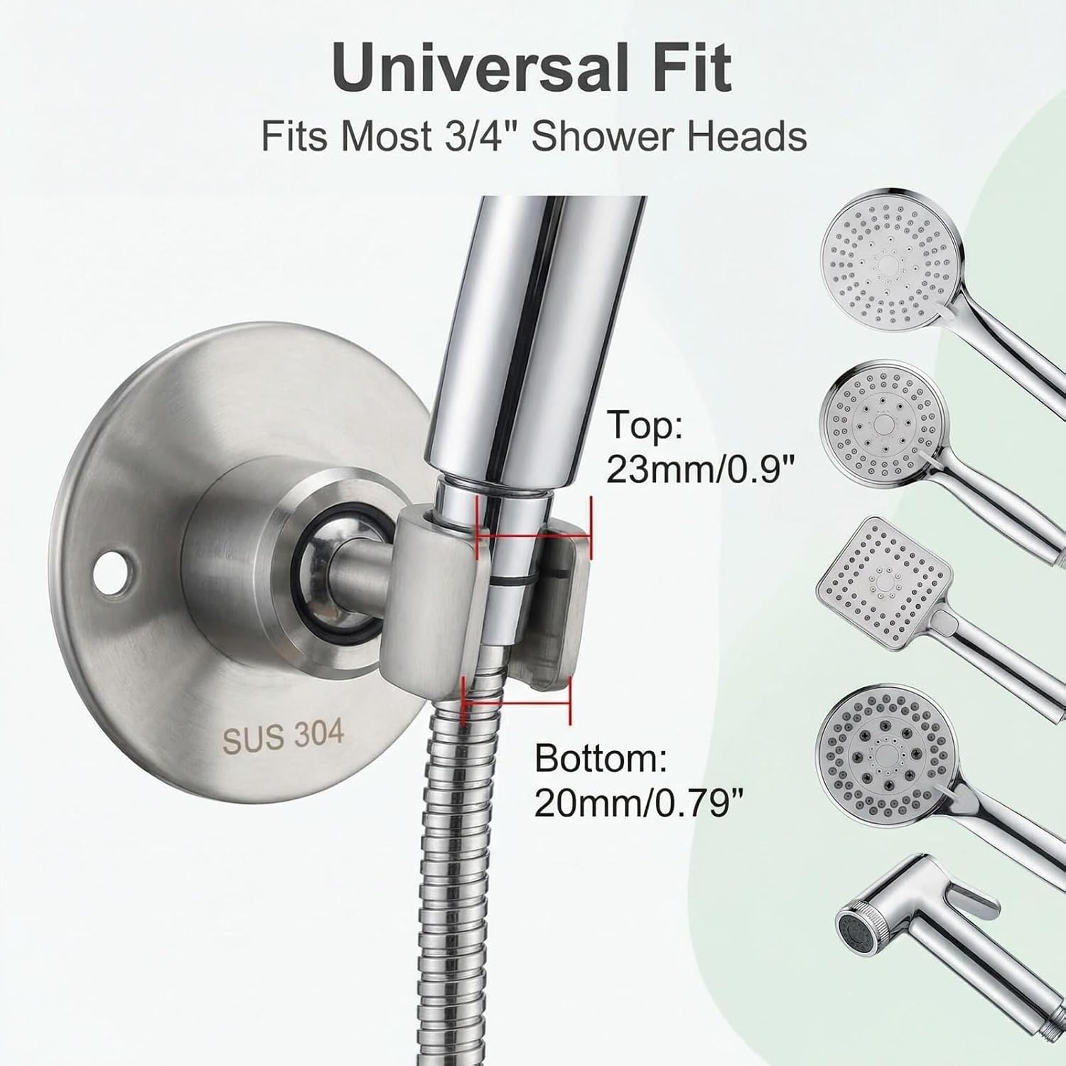 360° Stainless Steel Shower Head Holder Wall Mount image 4