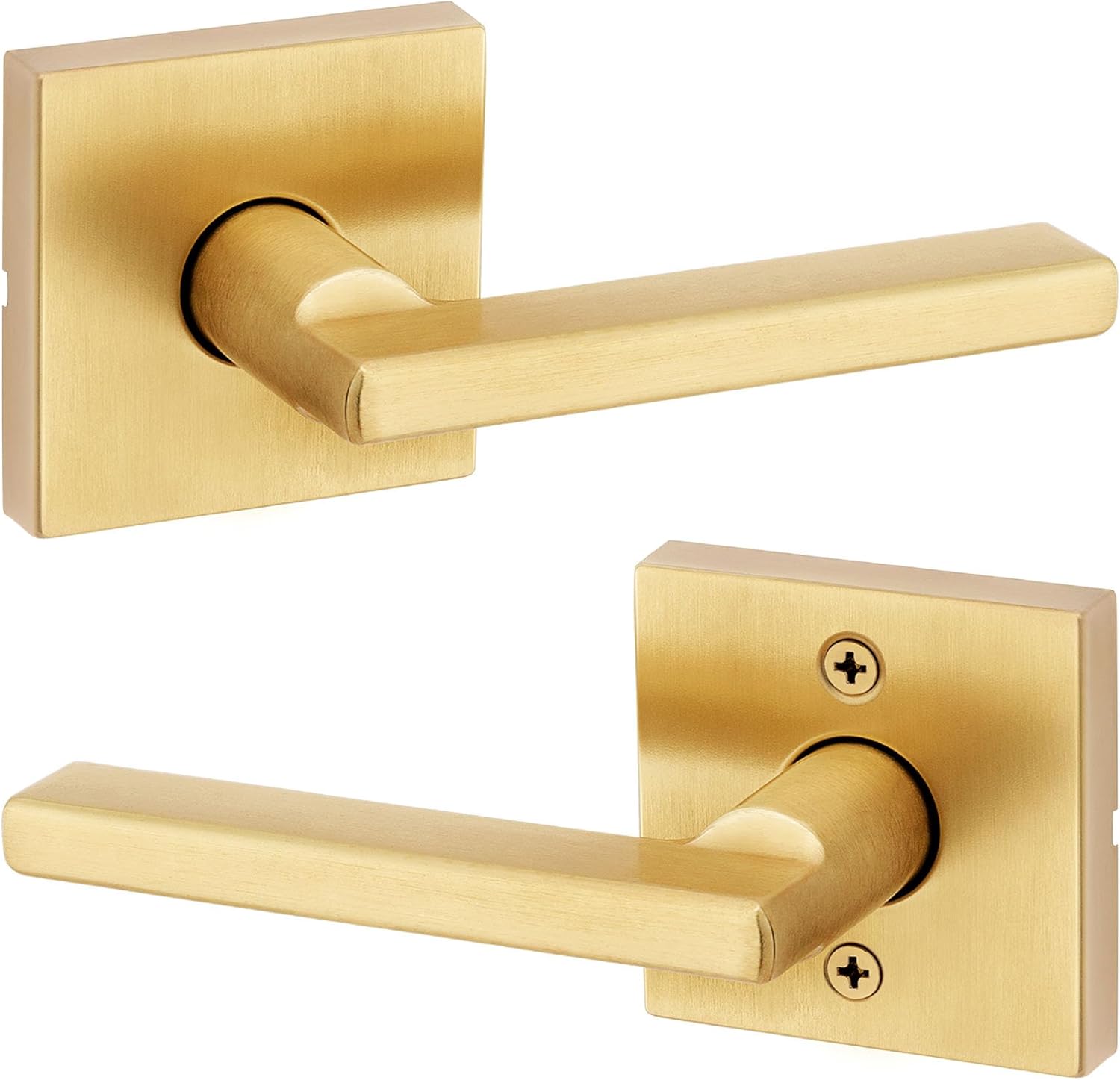 Kwikset Halifax interior passage lever, satin brass, reversible