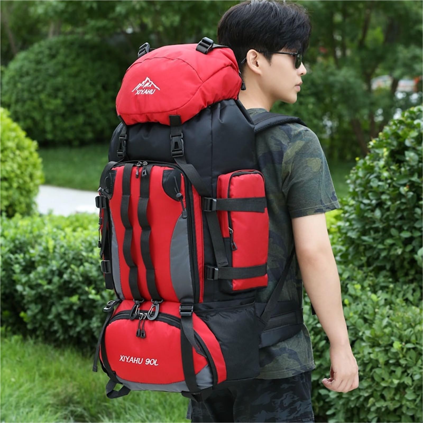 90L piesze wycieczki plecak kempingowy torba trekkingowa plecak o dużej pojemności podróżny sprzęt sportowy na świeżym powietrzu dla mężczyzn(Black)