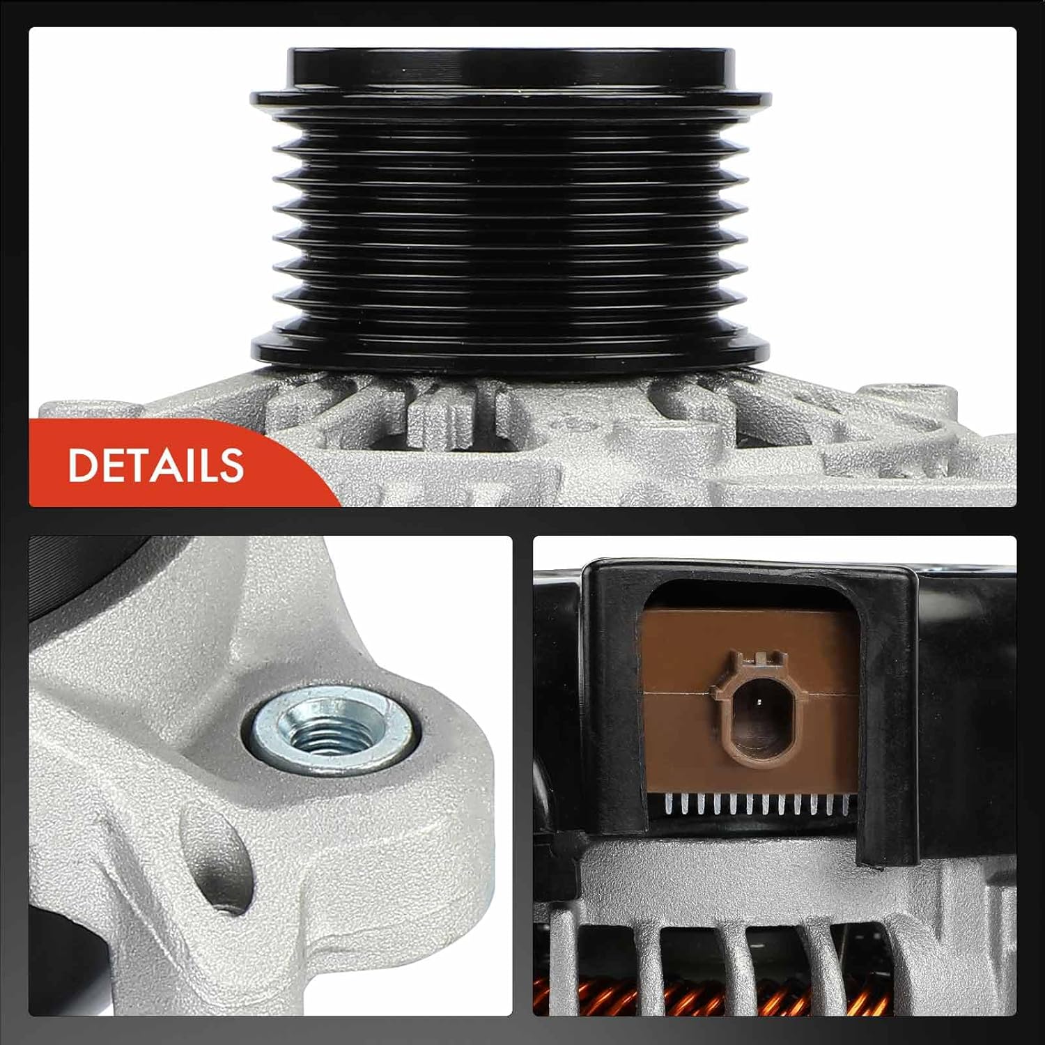 A-Premium Alternator Compatible with Honda Civic 2016-2023 2.0L, Automatic Transmission, 12V 135A 7-Groove Decoupler Pulley Clockwise, Replace# 311005BAA01RM