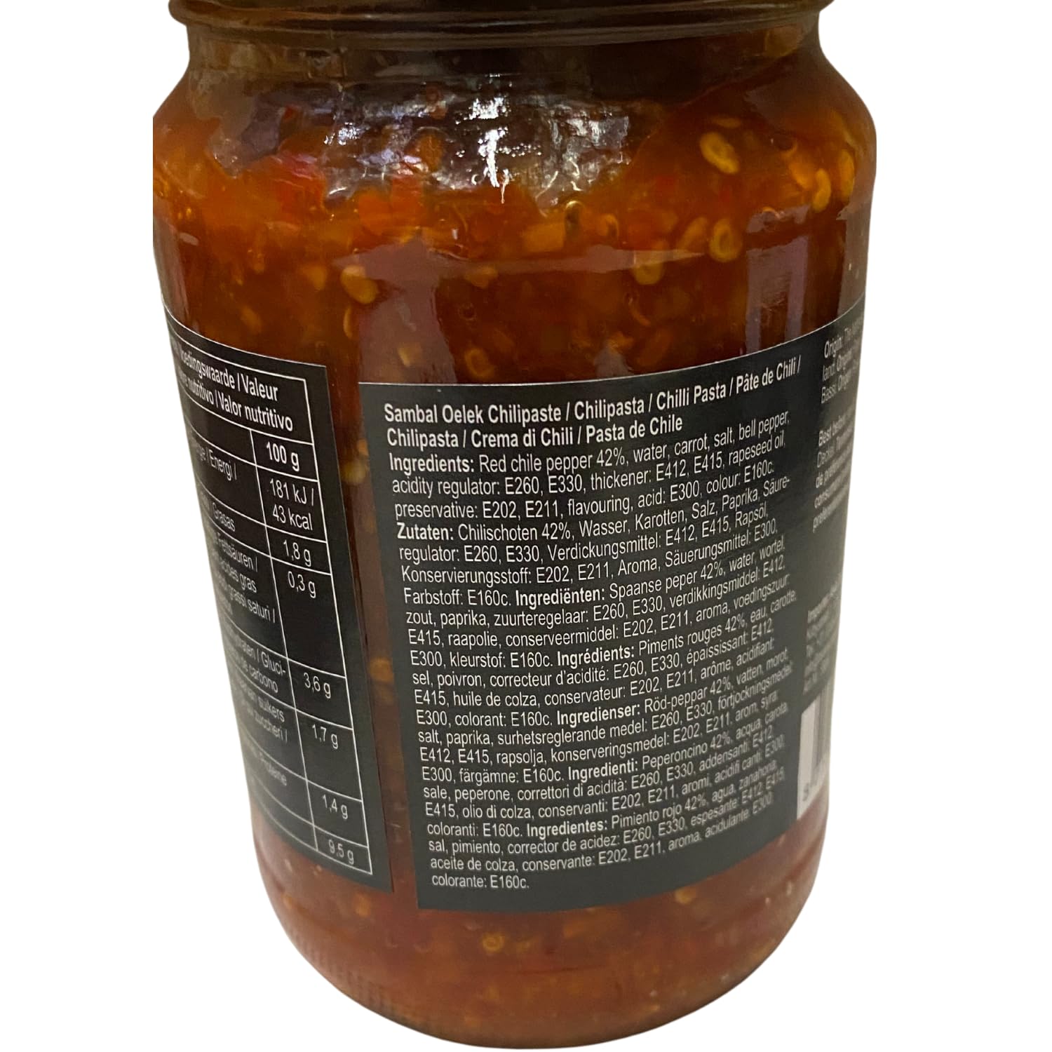 Royal Orient Sambal Oelek - Pâte de Chili Épicée Authentique, Condiment Asiatique à Base de Piments Rouges Broyés, Bocal 360 g