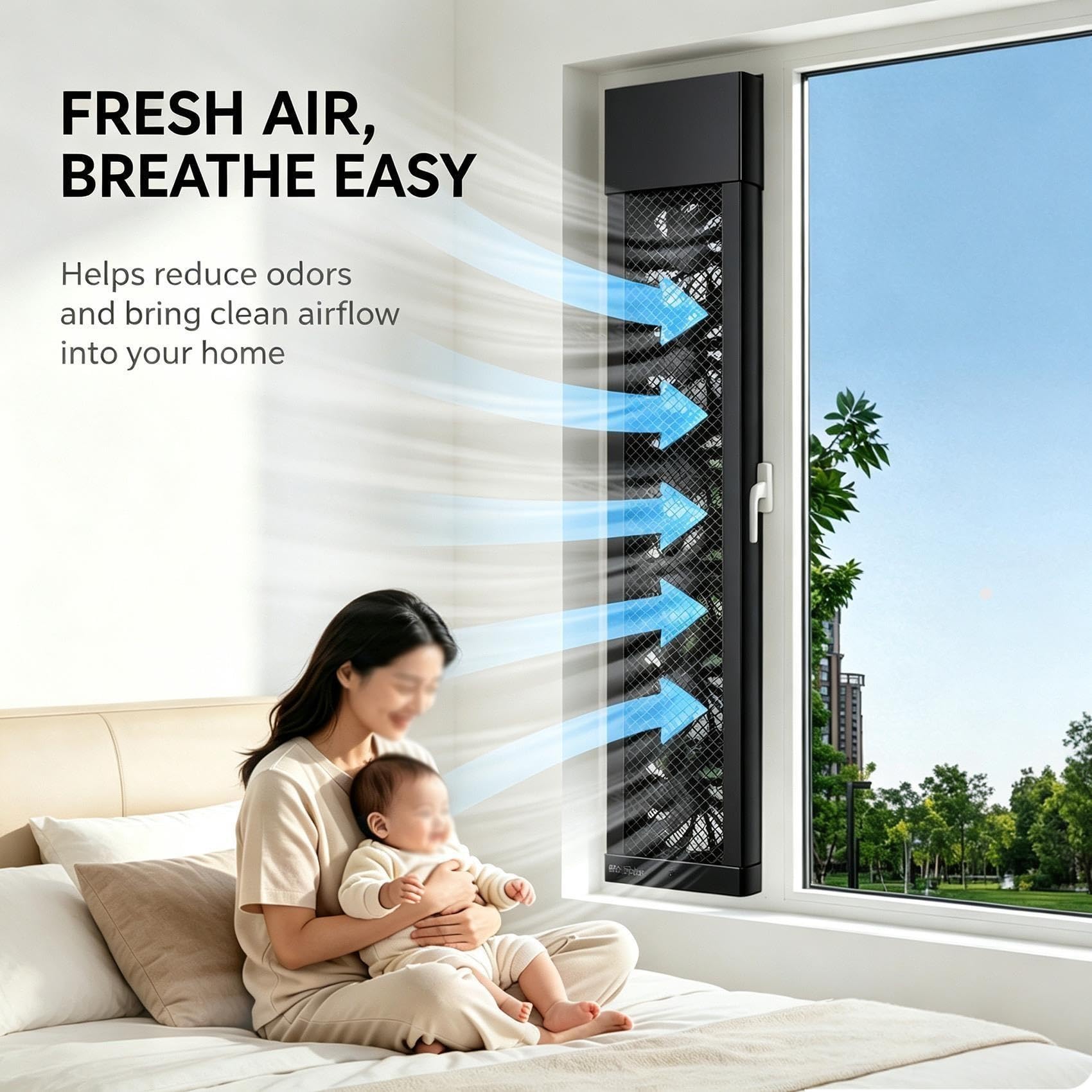 Genérico Extractor de Ventana Telescópico, Ventilador de Ventana Retráctil