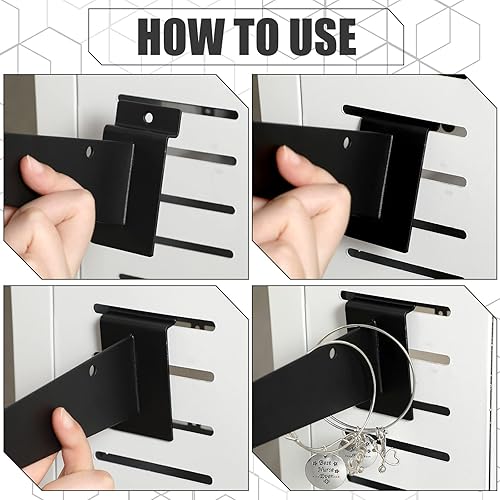 Miniatura 6 de Oudain Soporte de estante Slatwall de 12 pulgadas con labio, soportes de pared de listones de alta resistencia, soportes de estante flotantes a