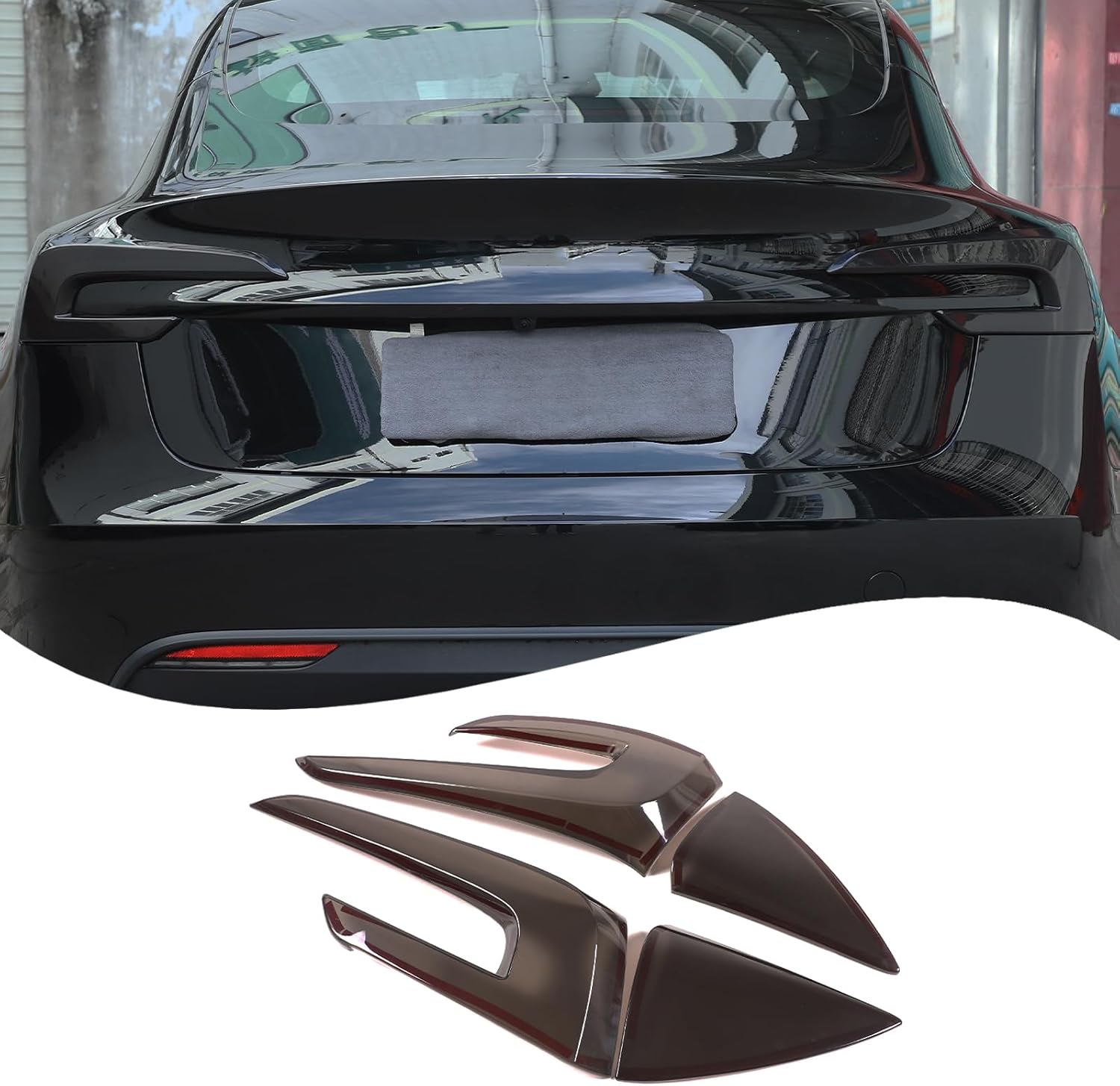 Car Rear Tail Light Cover Tail Lamp Shell Shade Compatible with Tesla Model 3 2023 2024 ABS Taillight Shell Trim Cover Smoked Tail Light Lamp Cover Trim Protect Frame Decorative Accessories (23+)