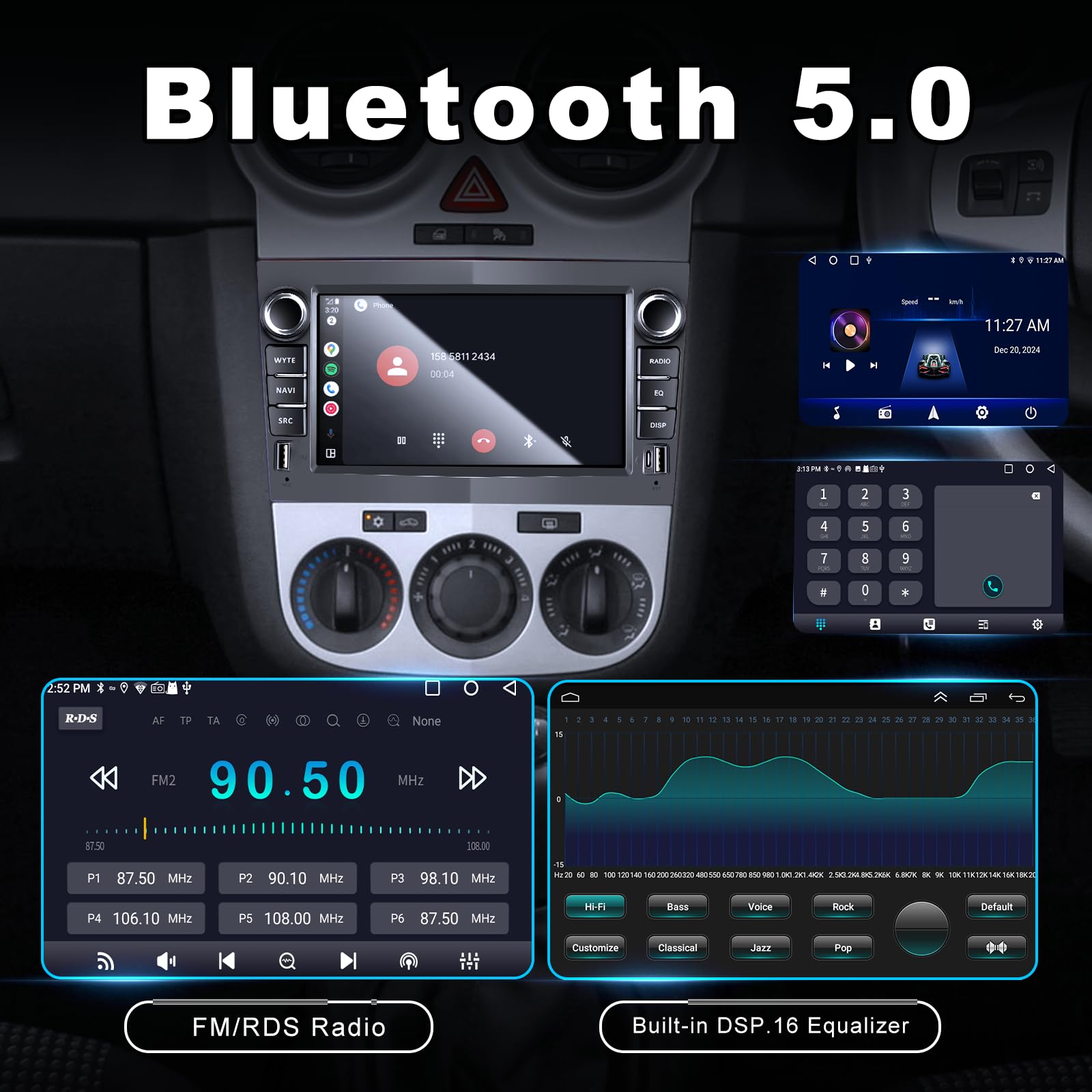 Autoradio per Opel Corsa D/Astra/Zafira/Meriva/Combo con Android Auto e CarPlay Wireless, Bluetooth Car Radio Stereo con Telecamera Retromarcia/Mic/Canbus/App Store/Porta USB(Nero) 2G+32G