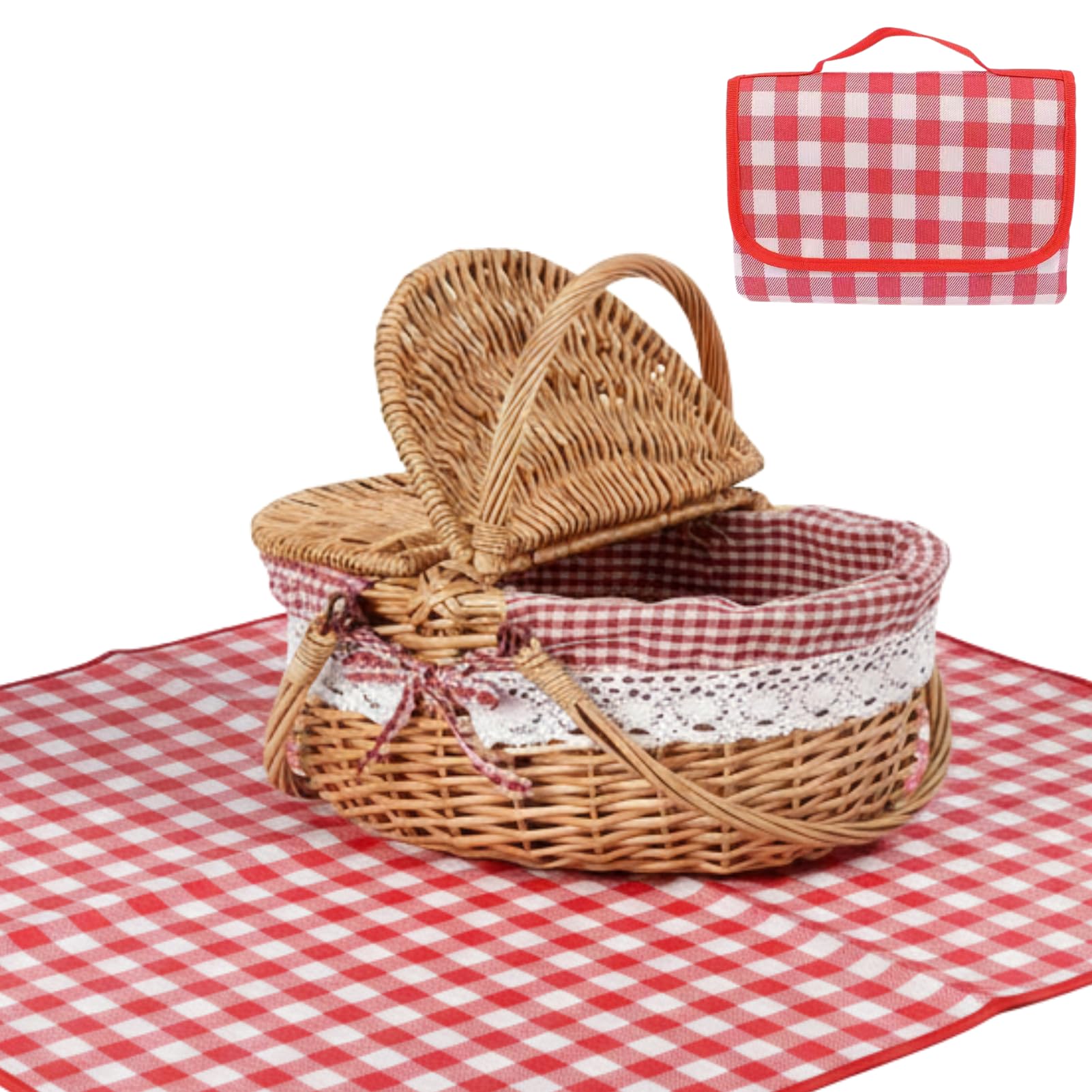 美品　Vintage picnic basket Vintage Picnic Wicker Basket Set. - Etsy
