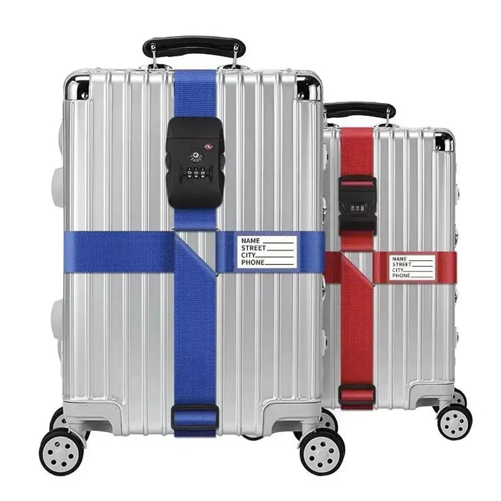 4 Stück Reisegepäckgurt, verstellbar, Passwortsperre, Verpackungsgürtel, Gepäck, sicheres Schloss, Diebstahlsicherung, Gepäckgurt, Bündelungsgürtel Für Reisen Und Flugreise(Rainbow)
