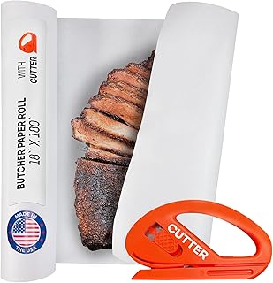 White Butcher Paper 18" x 2160" (180 feet) with Cutter - USA-Made Natural Butcher Paper Roll for Meat and Fish - Uncoated, Unwaxed & Food-Grade Material for Smoker, Grilling & BBQ by IDL Packaging