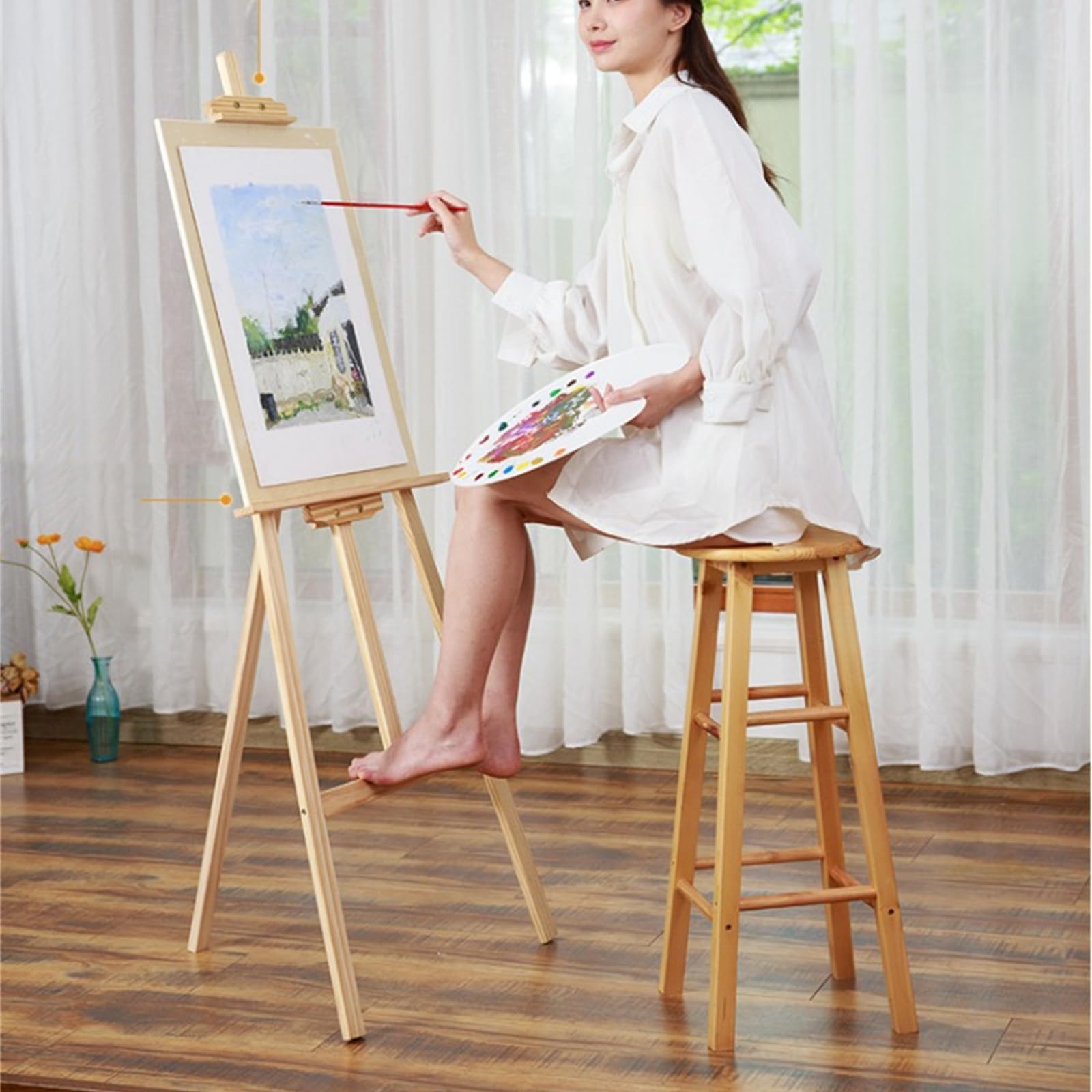 イーゼル　インテリア　画材　油絵　大道具　木製　フランス　パリ　キャンバス イーゼル インテリア 画材 油絵 大道具 木製 フランス パリ