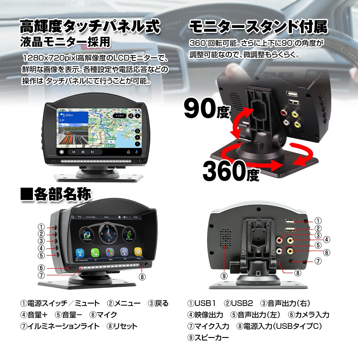 Amazon.co.jp: バックカメラモニター カメラ付き スピーカー内蔵