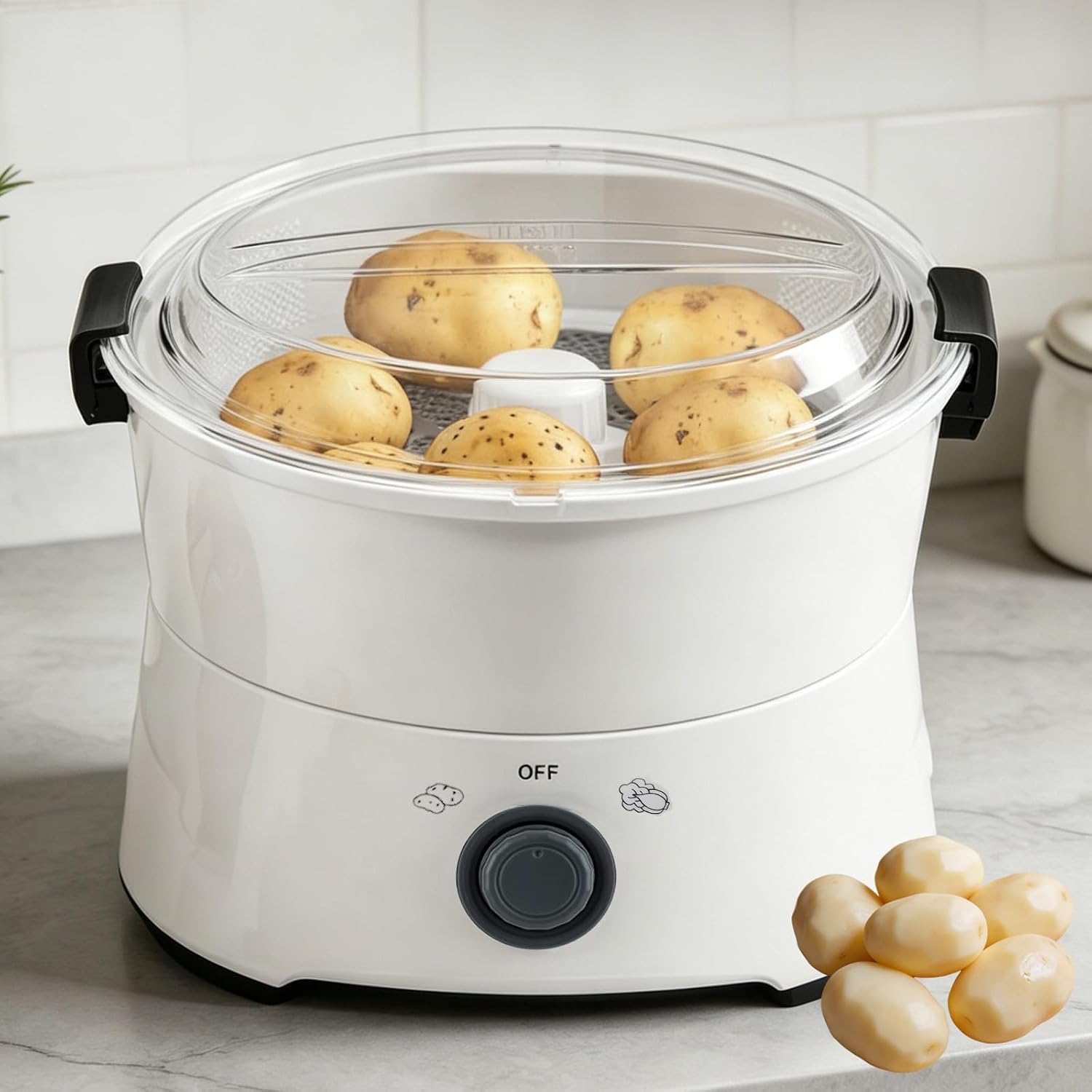 Electric Potato Peeler, 2-in-1 Automatic Peeling Machine/Vegetable Dehydrator, 85W One-Button Drive Potato Peeler Spinner for Home Kitchen Fast Food Stores Restaurant