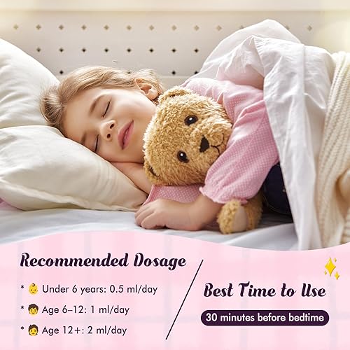 Miniatura 5 de Gotas Líquidas de Glicinato de Magnesio para Niños Glicinato de Magnesio con L-teanina para Apoyo al Sueño y la Calma Sin Melatonina, Sin Azúcar,