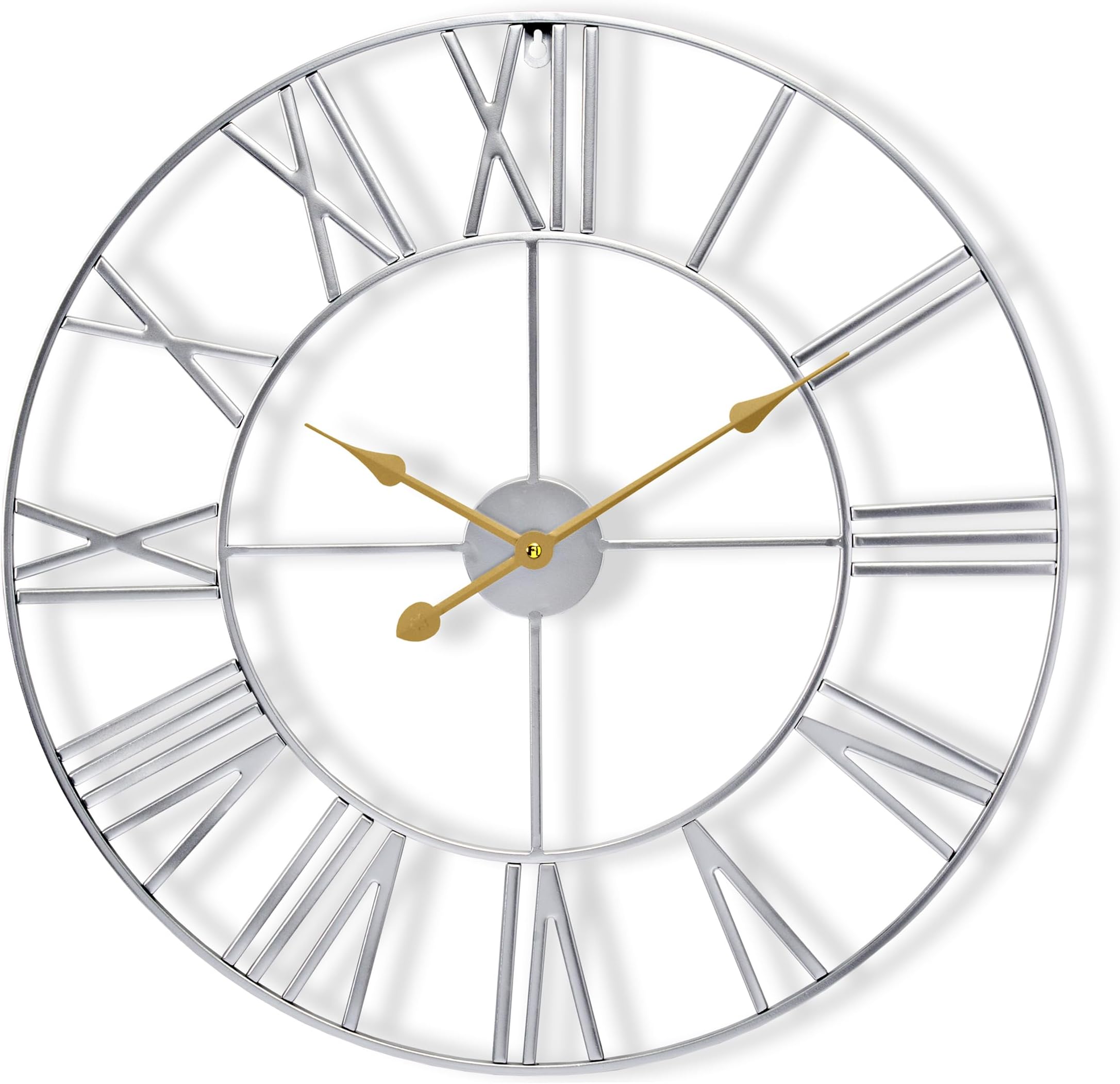 Sorbus Large Wall Clock for Living Room Decor - 16 inch Big Wall Clock Decorative - Battery Operated - Roman Numeral Analog Large Clock for Bedroom, Room, Home, Kitchen, Office, Wall Decor (Silver)