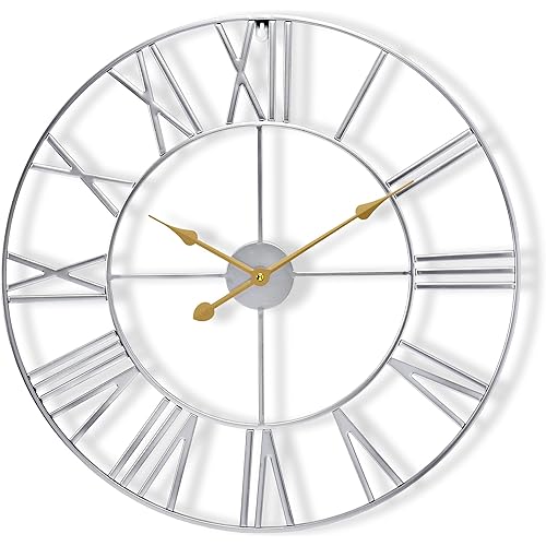 Sorbus Large Wall Clock for Living Room Decor – Easy to Hang 16-Inch Big Wall Clock – Metal Wall Art for Kitchen, Bedroom, Home, Office – Analog Decorative Wall Clock (White)