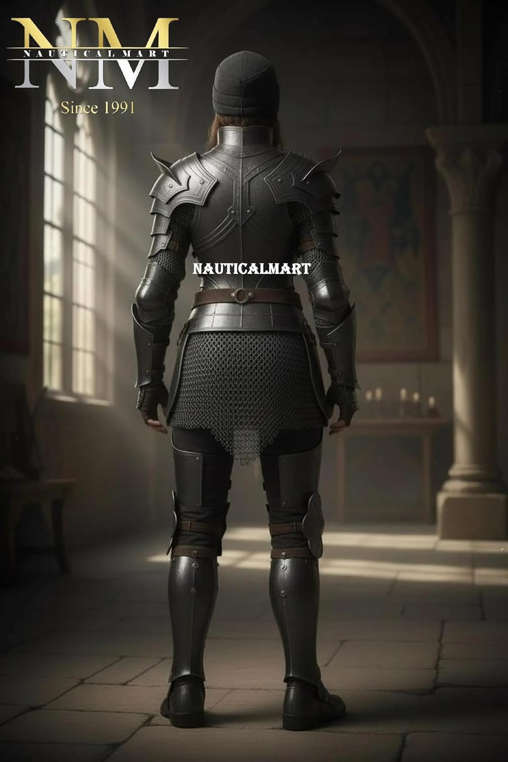 Medieval Knight female blakned full Armor- 18 Gauge Steel Wearable Plate Armor Suit Elven Lady Style For LARP, Cosplay, Renaissance, Reenactment & Theator Act LARP Lady Costume