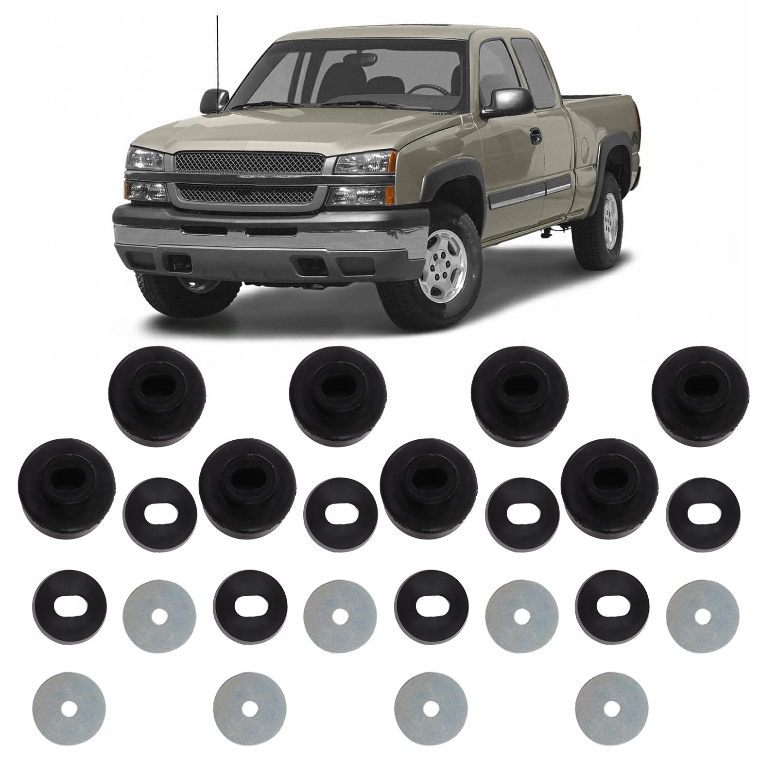 Karoseria Cab Mount Bushing Kit, 24 szt. Body Cab Mount Bushing Kit 7 141 Pickup akcesoria zamienne do Silverado 1500 2500 HD