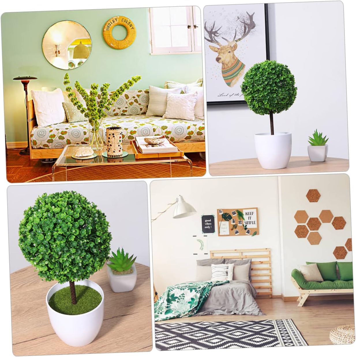 FOMIYES Sturdy Plastic Pots Artificial Topiary Balls for Outdoor Home Office Elegant Decor