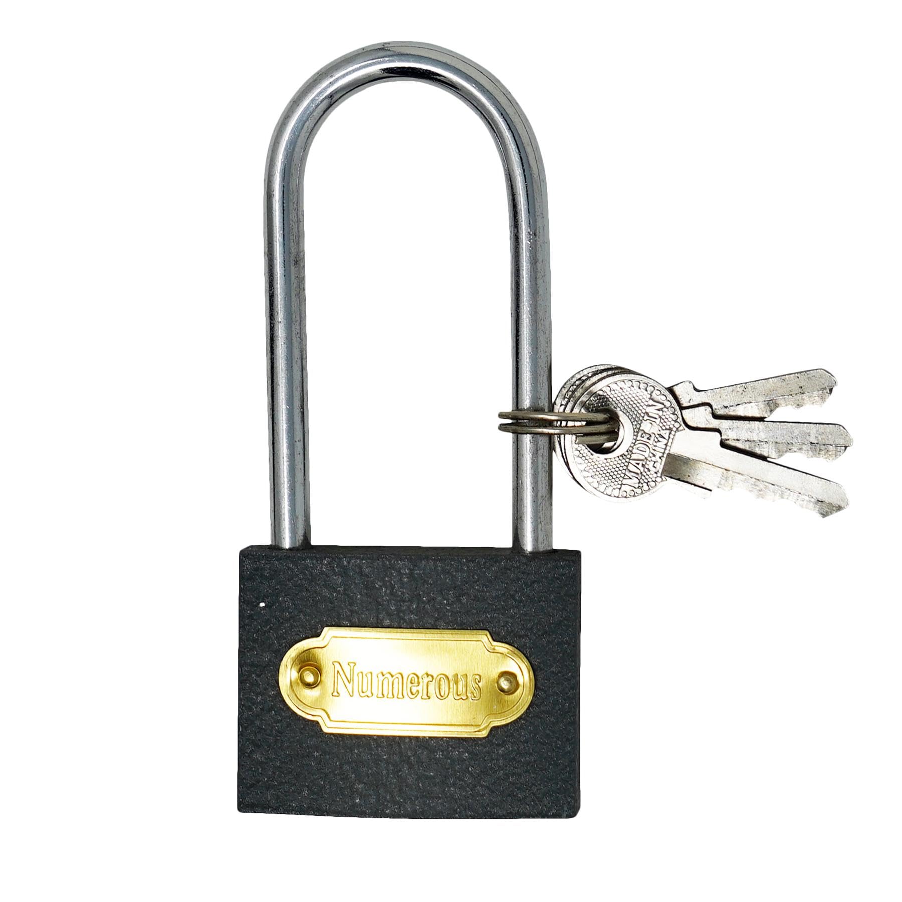 Dapetz ® 50mm Long Shackle Padlock with 3 Keys Indoor Outdoor Safety High Security Key Padlock Hardened Steel Shackles Weatherproof for Shed Gym Warehouse Garage Garden Gate Fence