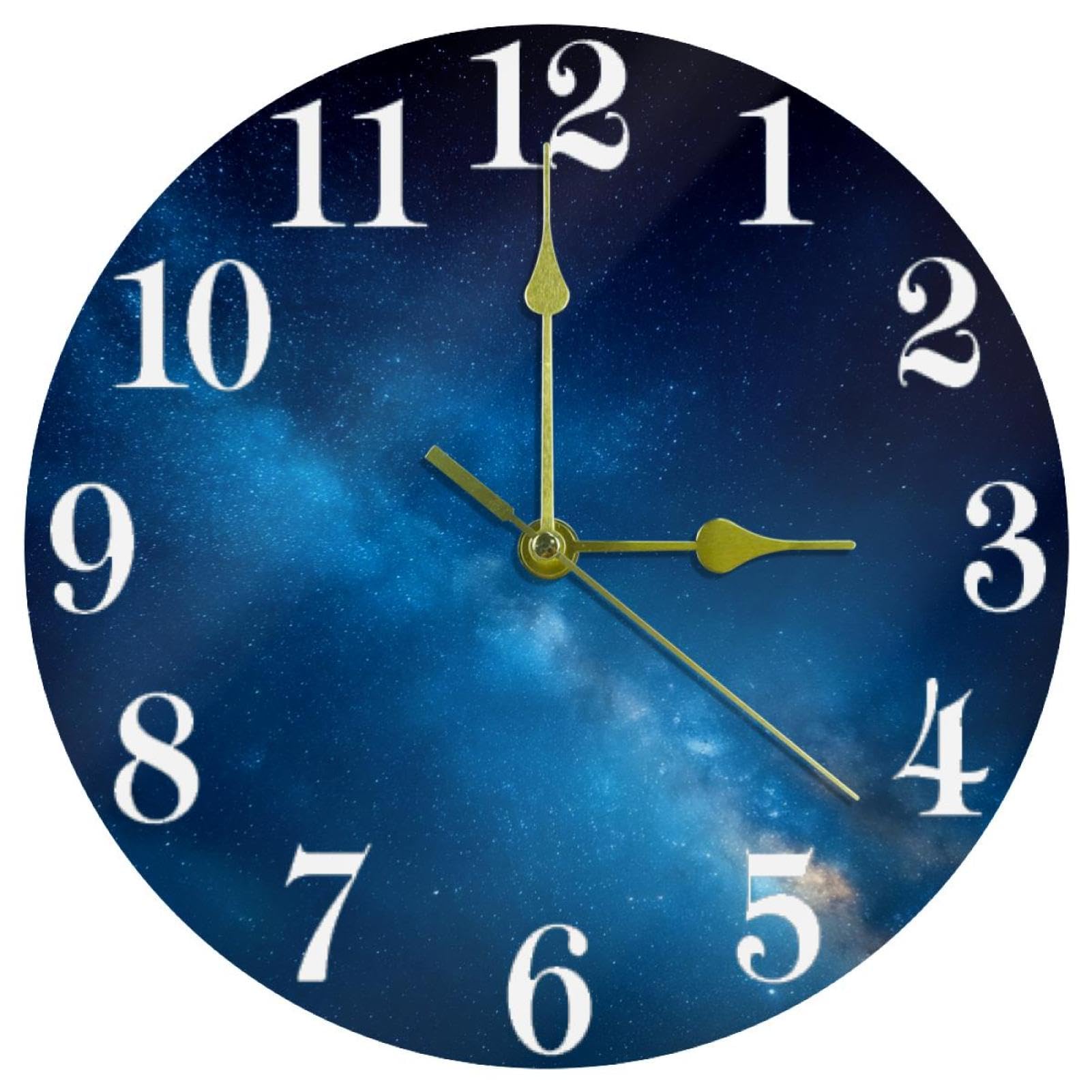 VAPOKF Galaxy Sky Wall Clock, Silent Non Ticking Quartz Battery Operated Round Wall Clocks Home/Kitchen/Office/School Clock