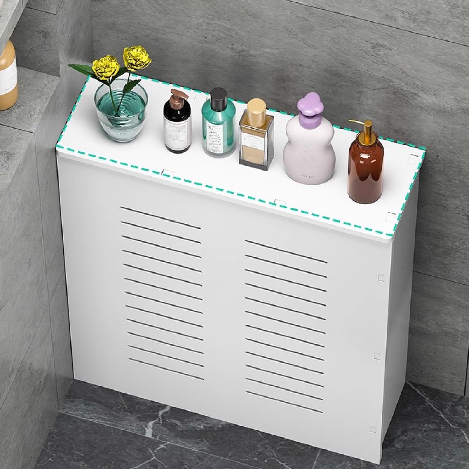 Cubre Radiadores Blanco Cubiertas de Radiador de Tres Lados para el Hogar Estante para Mueble de Baño, Mueble de Suelo para Sala de Estar y Pasillo(40x60x15cm/15.8x23.6x5.9in)