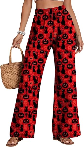 Zhyaj Womens Drawstring Waist Palazzo Pants Soft Linen Wide Leg Trousers with Pockets High Waist Boho Breathable Pants