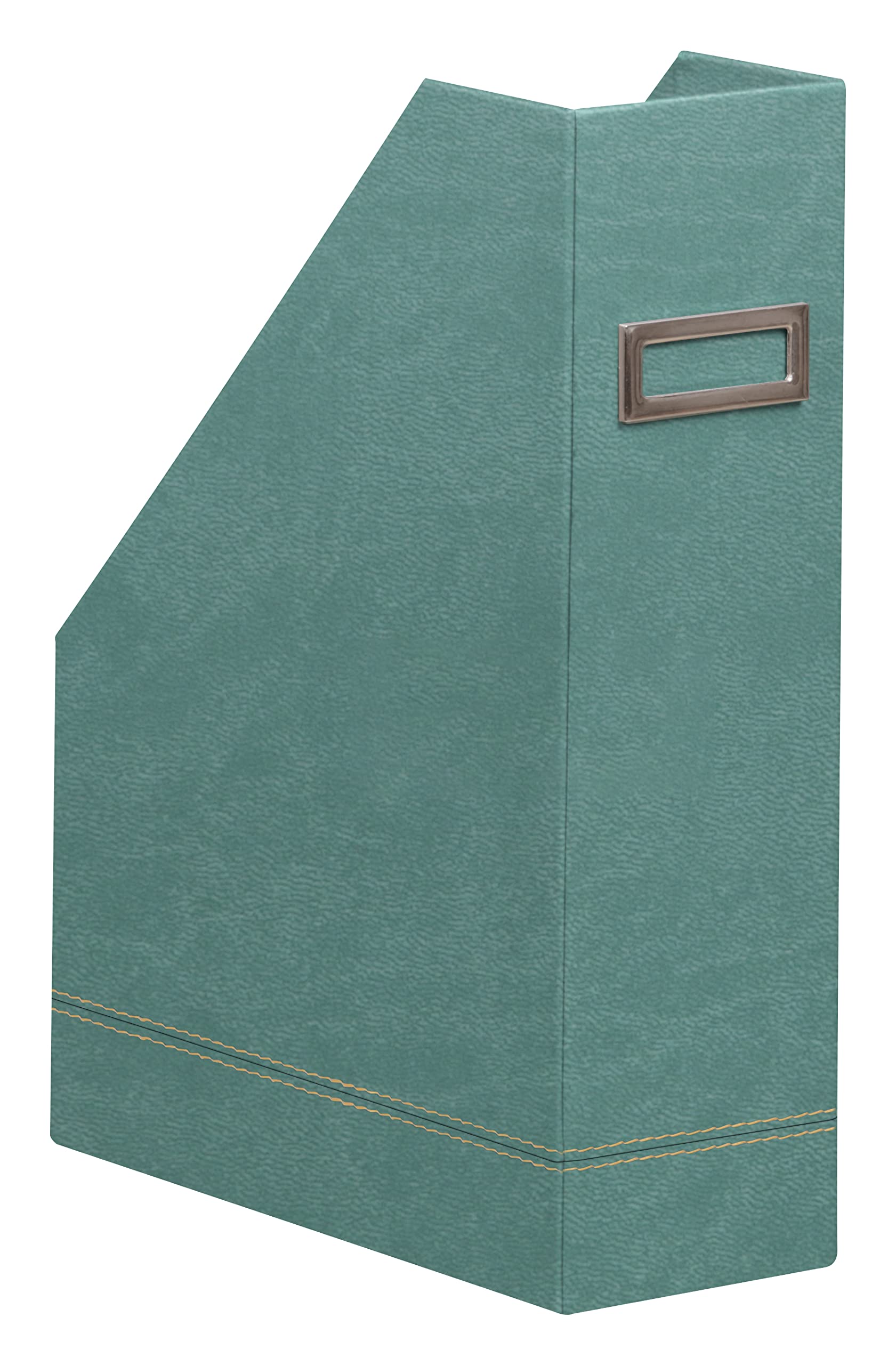 Porta Riviste Rhodia Salvia - 10x25x31cm, Simil Cuoio, Cucitura Arancione, Per Ufficio E Casa - Foto 4