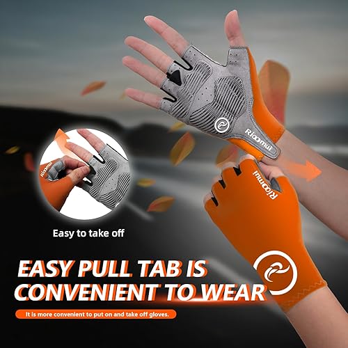 Miniatura 6 de Guantes de ciclismo para hombres y mujeres, guantes de ciclismo sin dedos, antideslizantes, 0.197 in, acolchados, absorben los golpes, transpirables