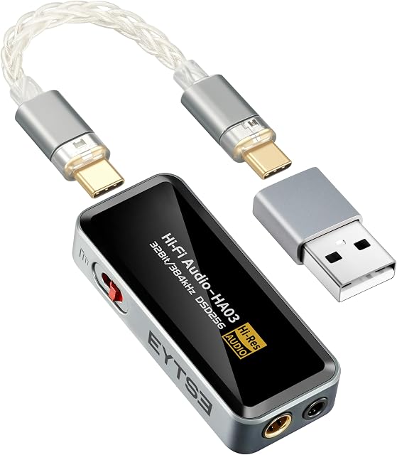 Portable Headphone Amplifier, USB C MINI DAC Amp Dongle 3.5mm & 4.4mm Balanced Outputs, HiFi 32Bit/384kHz DSD256 Dual CS43131 Audio Decoder Audio Adapter for Phones/PC/Laptops/Tablets, Silver