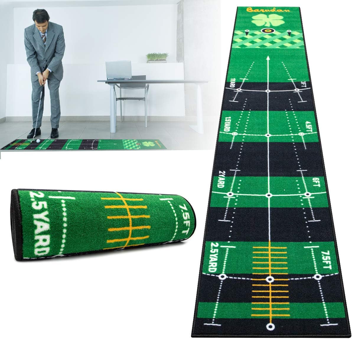 Golf Putting Mat for Indoor Practice (Green) Helps