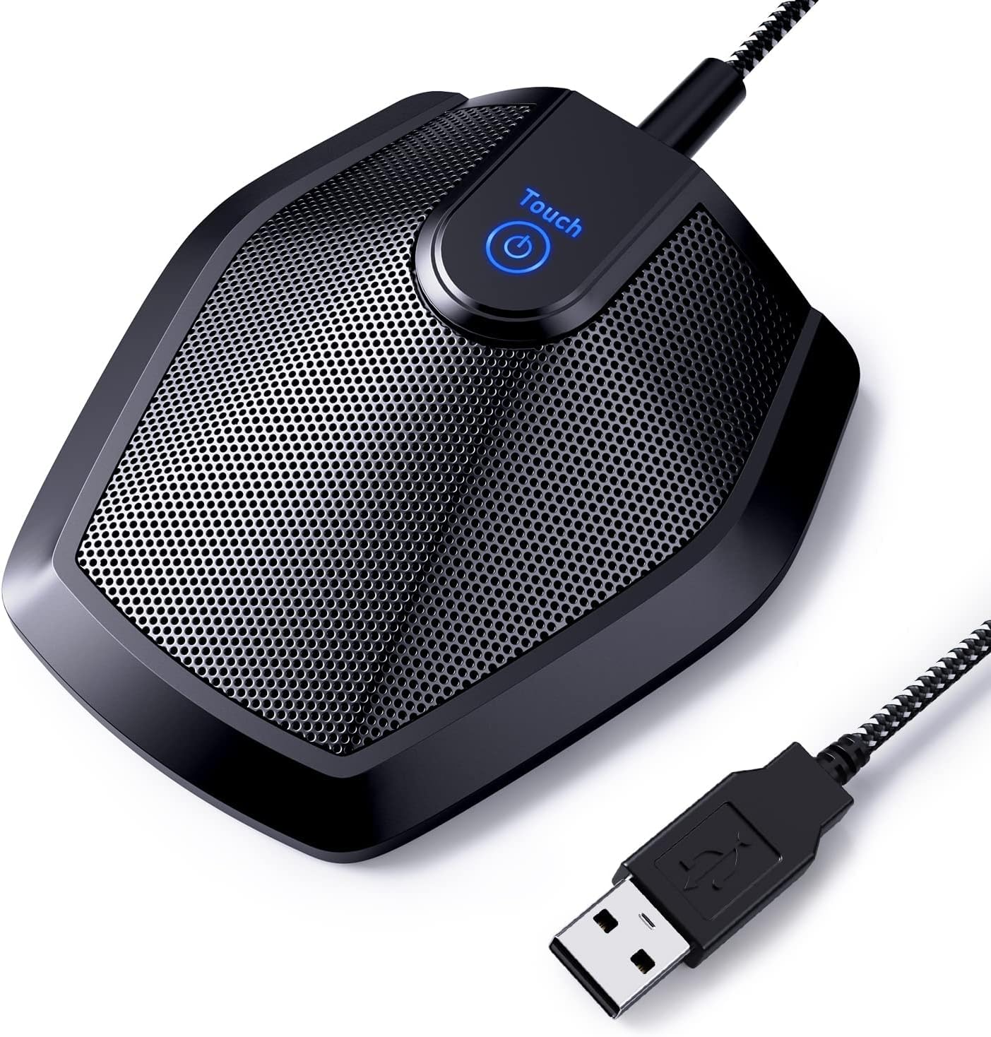 Conference USB Microphone, Omnidirectional Condenser PC Mic Enhanced Voice Pickup, for Video Conference, Recording, Skype, Online Class, Court Reporter, Plug & Play, Compatible with Mac Windows