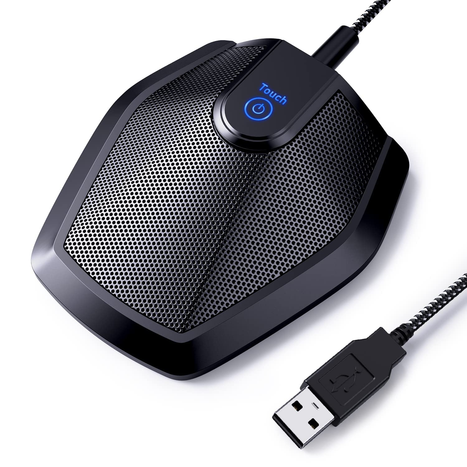 Conference USB Microphone, Omnidirectional Condenser PC Mic Enhanced Voice Pickup, for Video Conference, Recording, Skype, Online Class, Court Reporter, Plug & Play, Compatible with Mac Windows