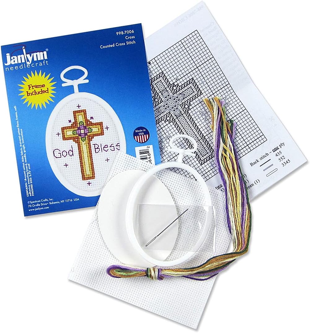 Janlynn 18 Count Oval Mini Counted Cross Stitch Kit, 2-1/2-Inch, Cross