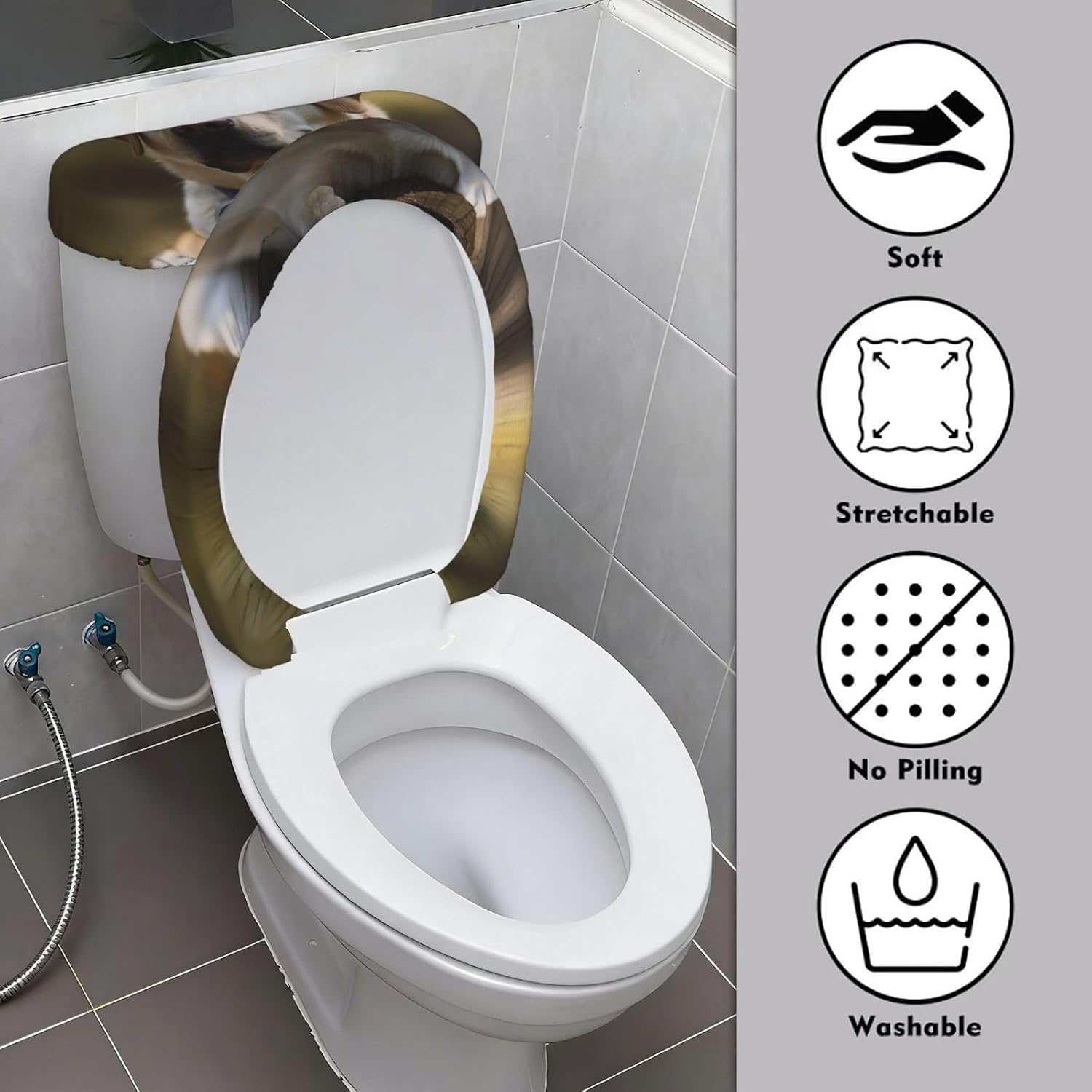 Labrador Toilet Tank Cover And Toilet Lid Cover Set Stretch Bathroom Toilet Lid Seat Cover
