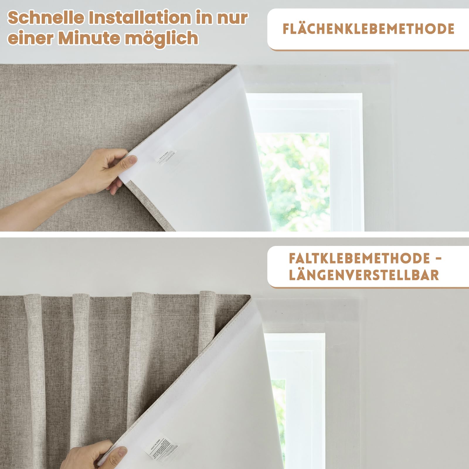 Jilron Tenda per Porta Opaca con Adesivo 100% Impermeabile Senza Forare per Interni Camera da Letto Soggiorno Protezione Solare per Finestre Protezione dal Calore (Caffè Chiaro-H182 x L64 cm