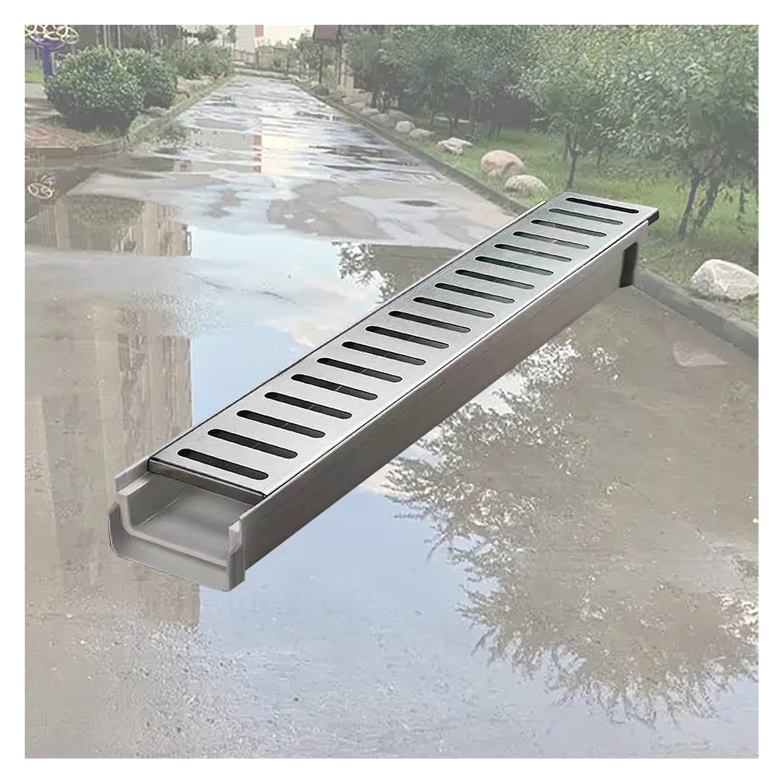 Tranchée de drainage d'extérieur pour sécuriser un patio