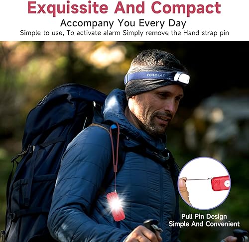 Miniatura 5 de Alarma de seguridad personal para mujeres  Llaveros de autodefensa de 140 dB silbato de sirena con luz estroboscópica LED SOS, dispositivos de