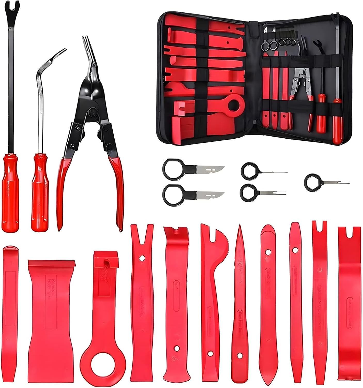 Automotive Accessories Disassembly Kit, 19 PCS Plastic Rivet Removal Pry Tool Repair Kit with a Portable Tool Kit, for Vehicle Dash Audio Door Panel Window Molding Automotive Accessories Disassembly Kit, 19 PCS Plastic Rivet Removal Pry Tool Repair Kit with a Portable Tool Kit, for Vehicle Dash Audio Door Panel Window Molding