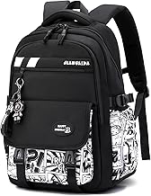 Tanou Teenage Boy Backpack, Graffiti Print School Backpacks for 10-18 Years, Large Casual School Waterproof Backpack, Black