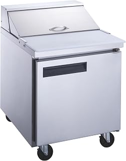 FSE 373-DSP29-8-S1 Sandwich/Salad Prep Table, 29-1/8"W x 31-1/2"D x 43-5/8"H, 1-Section, Stainless Steel, Digital Temperature Controls, Self-Closing Doors, 8 1/6 Pans, Auto-Defrost