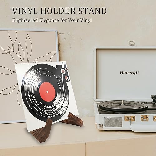 Miniatura 6 de Now Playing - Soporte para discos de vinilo, 1 paquete de soporte de madera para discos de vinilo, soporte para álbum, pantalla retro de madera