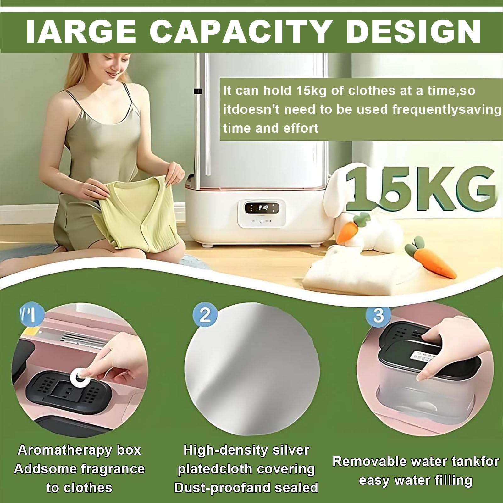 Faltbare 2-in-1-Dampftrocknungsmaschine, 900 W Turbo-Dampf für Notfall-Schnelltrocknung, speichert 10 kg Kleidung, beseitigt Gerüche und Falten, spart 80 % Zeit
