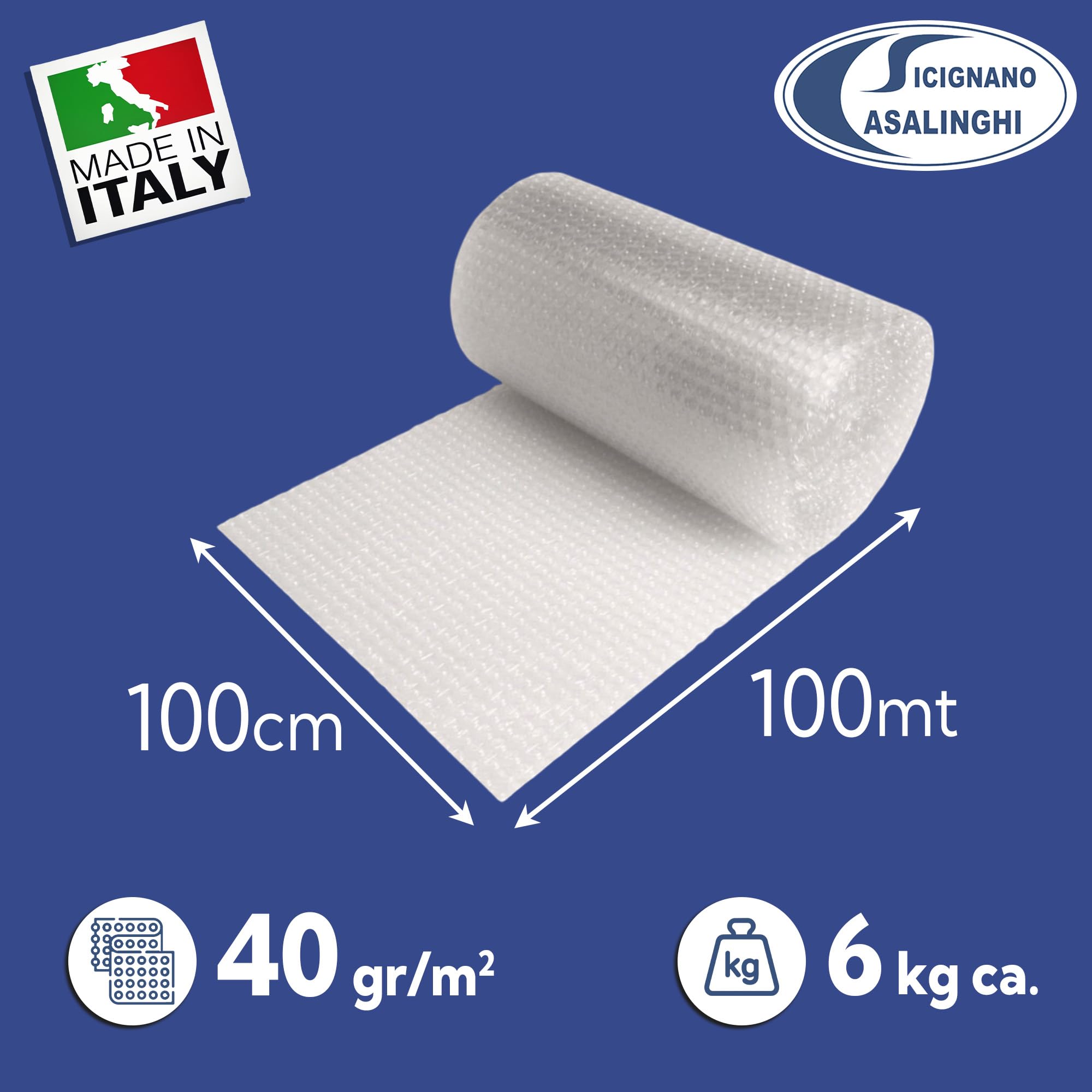 Pluriball Airfilm per Imballaggi Bobina a Bolle Aria Protettiva per Spezioni, Traslochi e Imballo Oggetti Fragili (100 mt x 100 h cm, 1 Confezione)