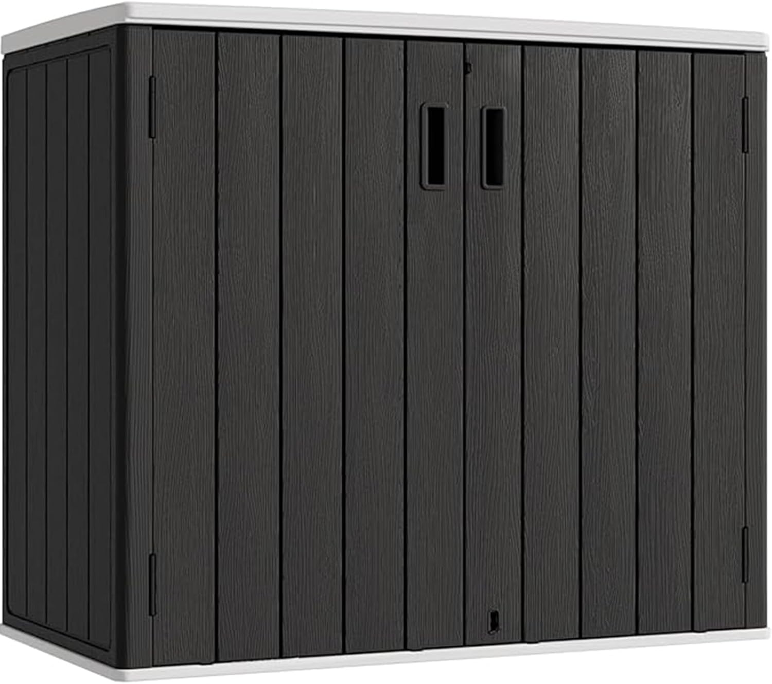 Outdoor Storage Cabinet, 37 Cu.ft Waterproof Resin Shed for Garden Tools, Garbage cans, Lockable Outside Storage Shed for Backyard & Patio, Easy to Assemble (Black)