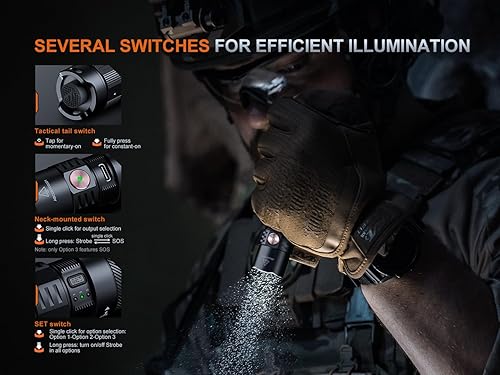 Miniatura 6 de Fenix PD35R ACE Linterna táctica recargable multimodo USB-C de 2000 lúmenes con selecciones de nivel de salida personalizables y organizador Lumentac