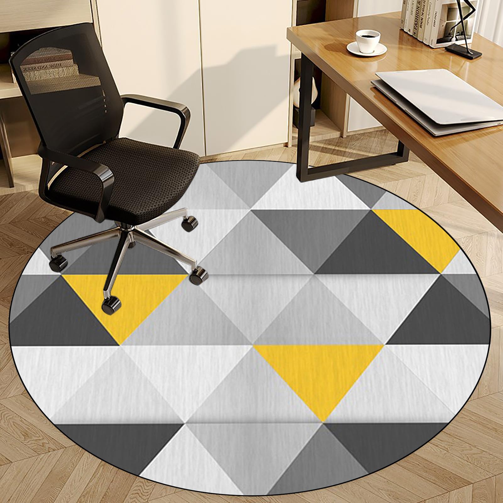 Fzamudng Office Chair Mat for Hardwood Floor Carpet Protector Floor Mat Round Desk Chair Mat for Home Office Multi-Purpose Office Gaming Rolling Chair Mat Anti-Slip Floor Protectors Rug 130 cm