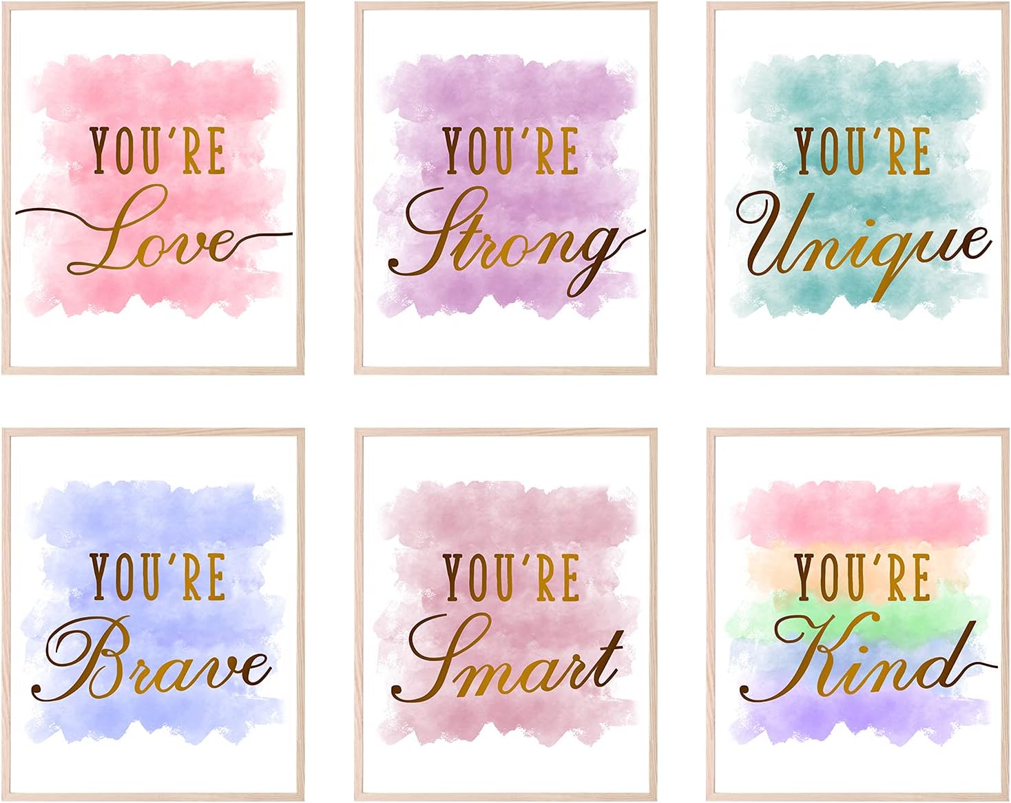 HOMANGA Girls Room Decor Posters, Kids Rooms Wall Art, Girls Room Wall Decor, Posters for Teen Girl, Girl's Wall Decor Prints for Bedroom, Nursery Rooms, Playroom (Set of 6, 8X10 Inch, Unframed)