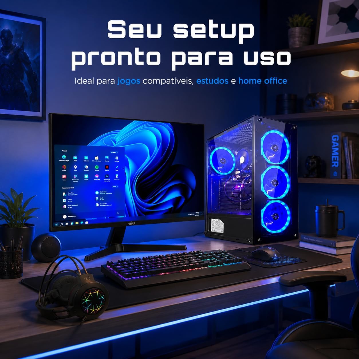 Gamer PC Basic AM Intel i5 16GB RAM 512GB SSD Tela 21,5" Kit Gamer L2F Gamer PC Basic AM Intel i5 16GB RAM 512GB SSD Tela 21,5" Kit Gamer L2F