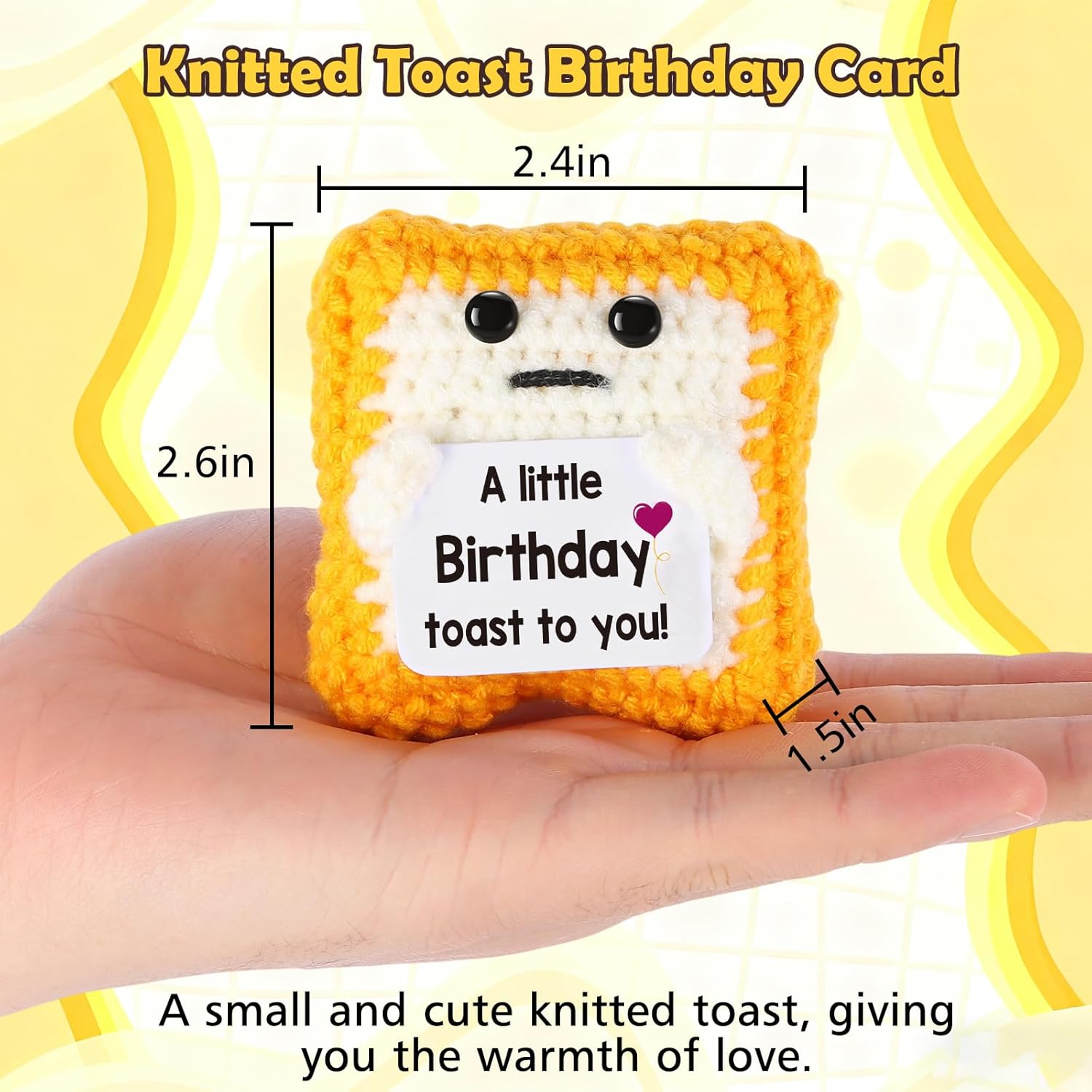 A Little Birthday Toast to You - Crochet Gifts,Funny Birthday Cards for Women, Men, Mom, Dad - Unique Happy Birthday Decorations & Keepsake for Friend, Her, Him - Includes Happy Birthday Banner - Image 2