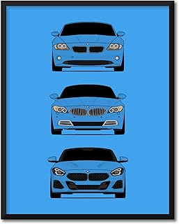 CUSTOMIZABLE COLOR: BMW Z4 Generations Inspired Car Poster - Handmade Print of BMW Z4 (E85 E86, E89, G29) - 24x36" Metallic Print (Unframed)-Perfect Gift Car Enthusiast